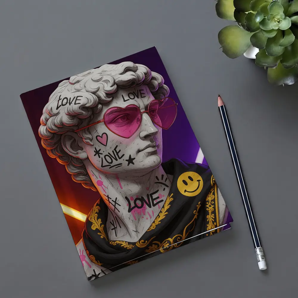 David Bust Graffiti Love Neon Pop Art – Notebooks