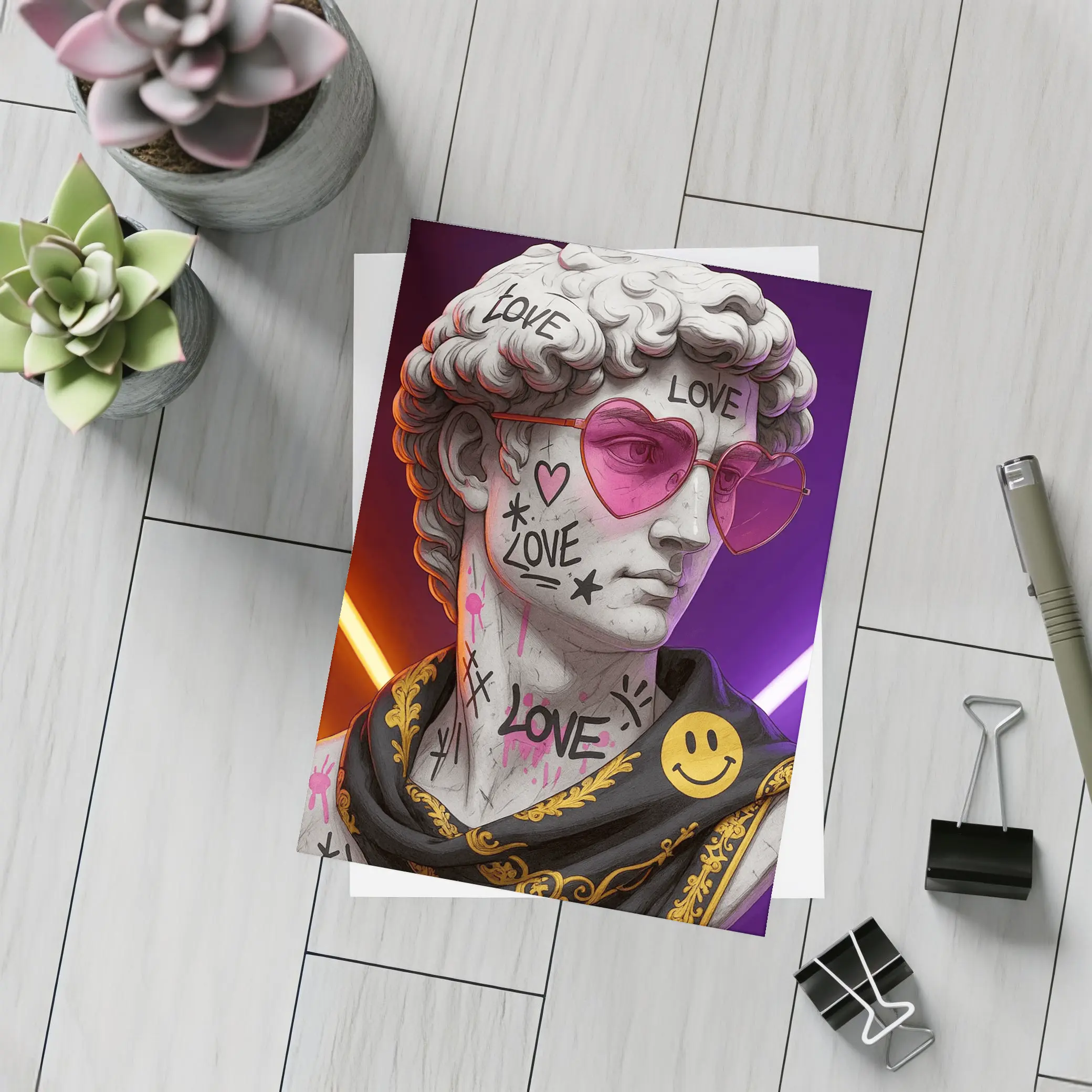 David Bust Graffiti Love Neon Pop Art – Postcards
