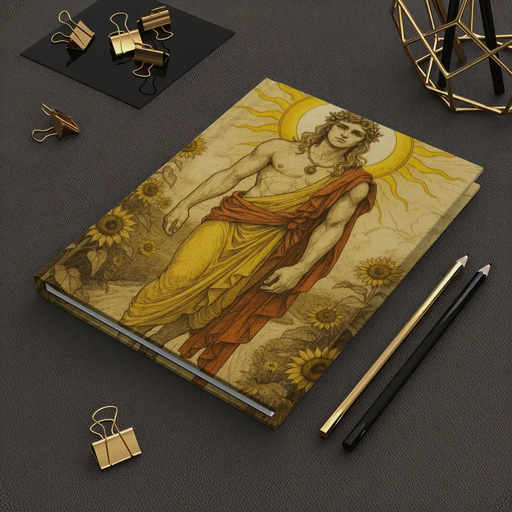Apollo Sun God Sunflower Field Illustration – Notebooks