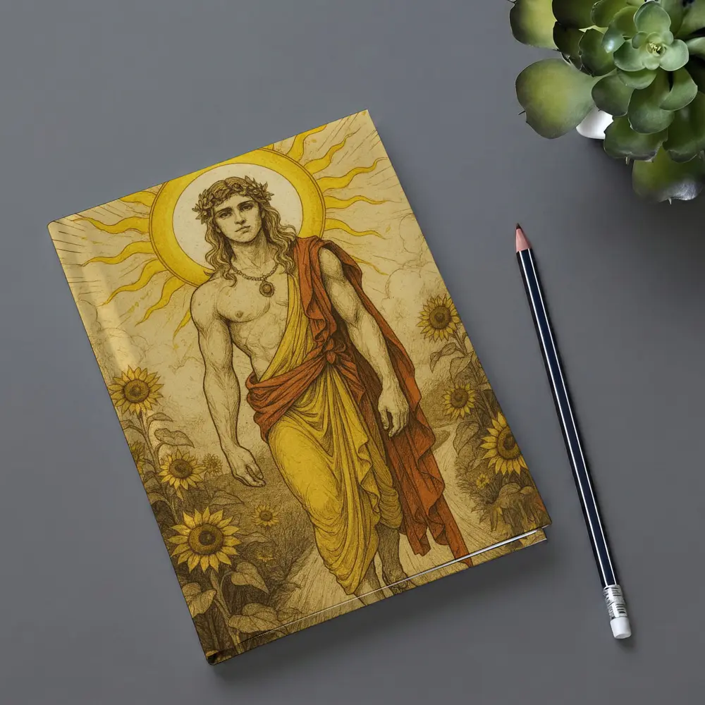 Apollo Sun God Sunflower Field Illustration – Notebooks