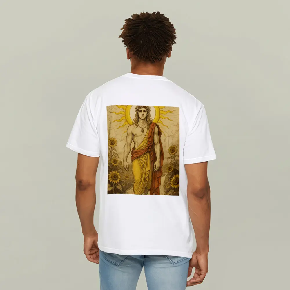 Apollo Sun God Sunflower Field Illustration – T-Shirts