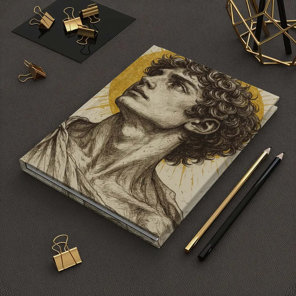 Greek Man Portrait Sketch Gold Halo – Notebooks