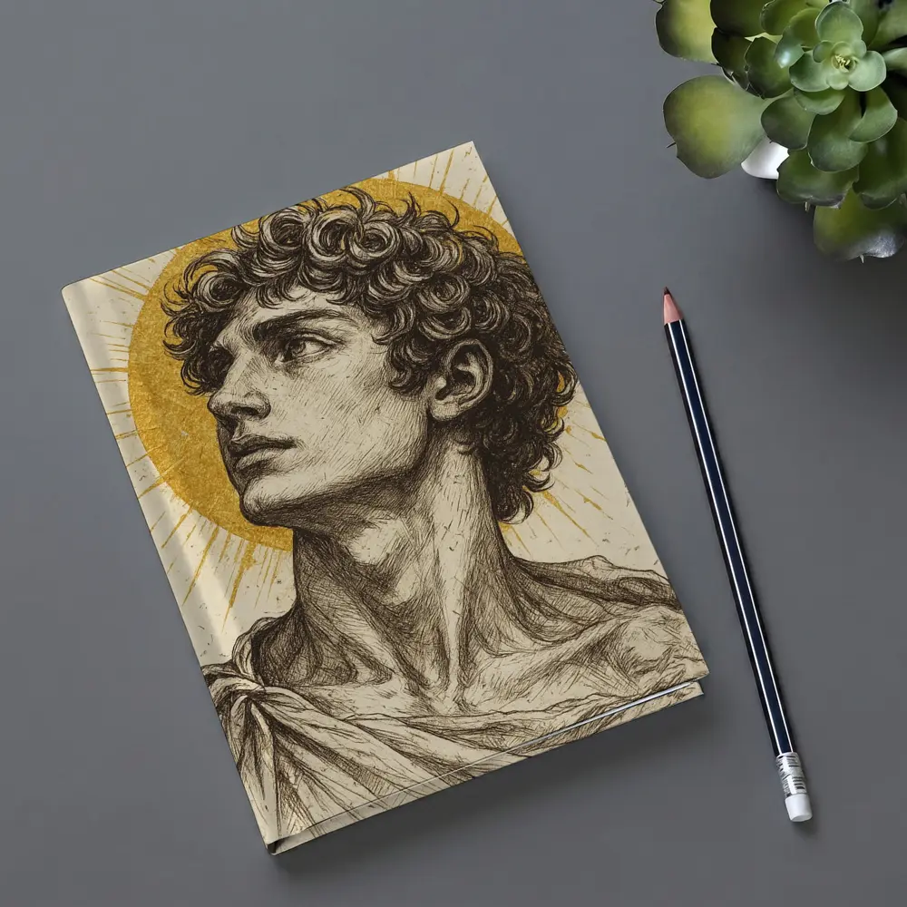 Greek Man Portrait Sketch Gold Halo – Notebooks