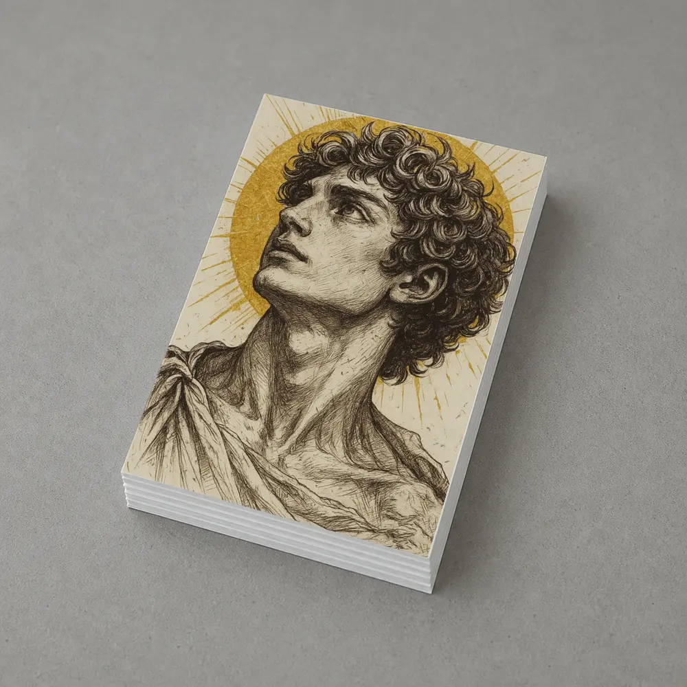 Greek Man Portrait Sketch Gold Halo – Postcards