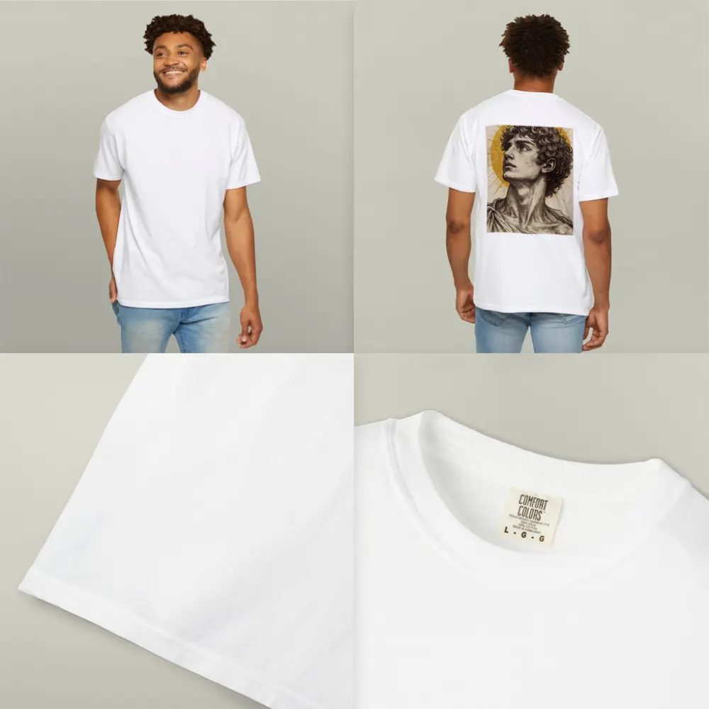 Greek Man Portrait Sketch Gold Halo – T-Shirts