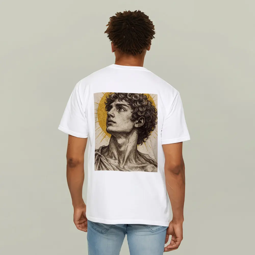 Greek Man Portrait Sketch Gold Halo – T-Shirts