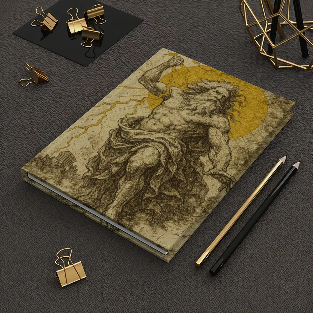 Zeus Greek God Hurling Lightning Bolt Art – Notebooks