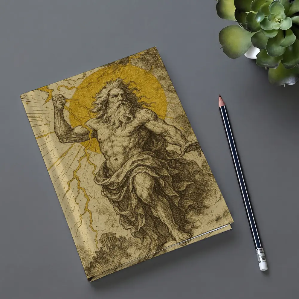 Zeus Greek God Hurling Lightning Bolt Art – Notebooks