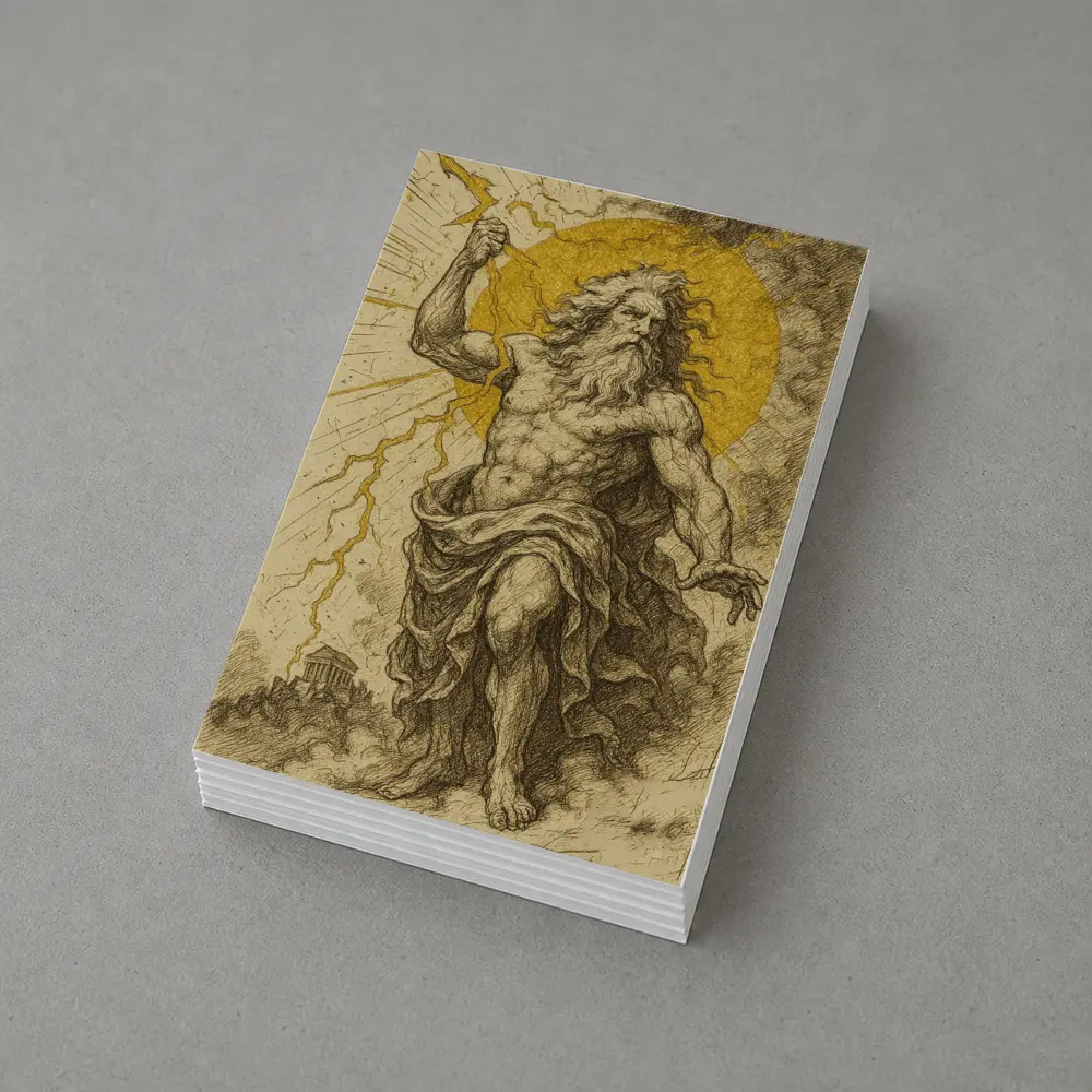 Zeus Greek God Hurling Lightning Bolt Art – Postcards