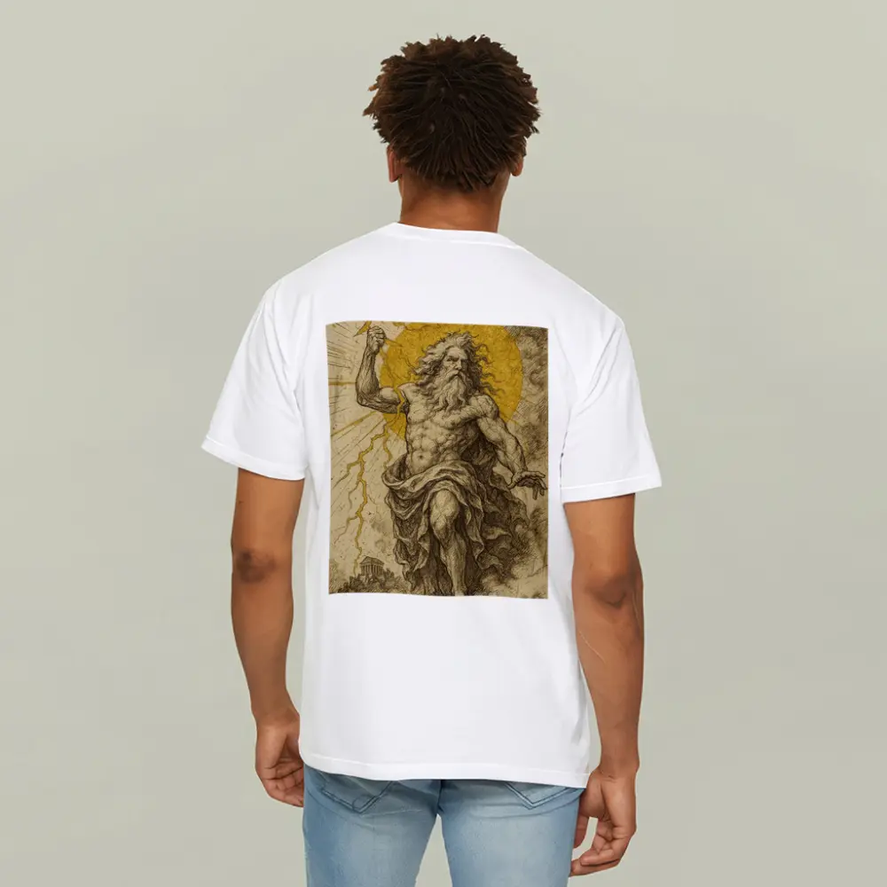Zeus Greek God Hurling Lightning Bolt Art – T-Shirts