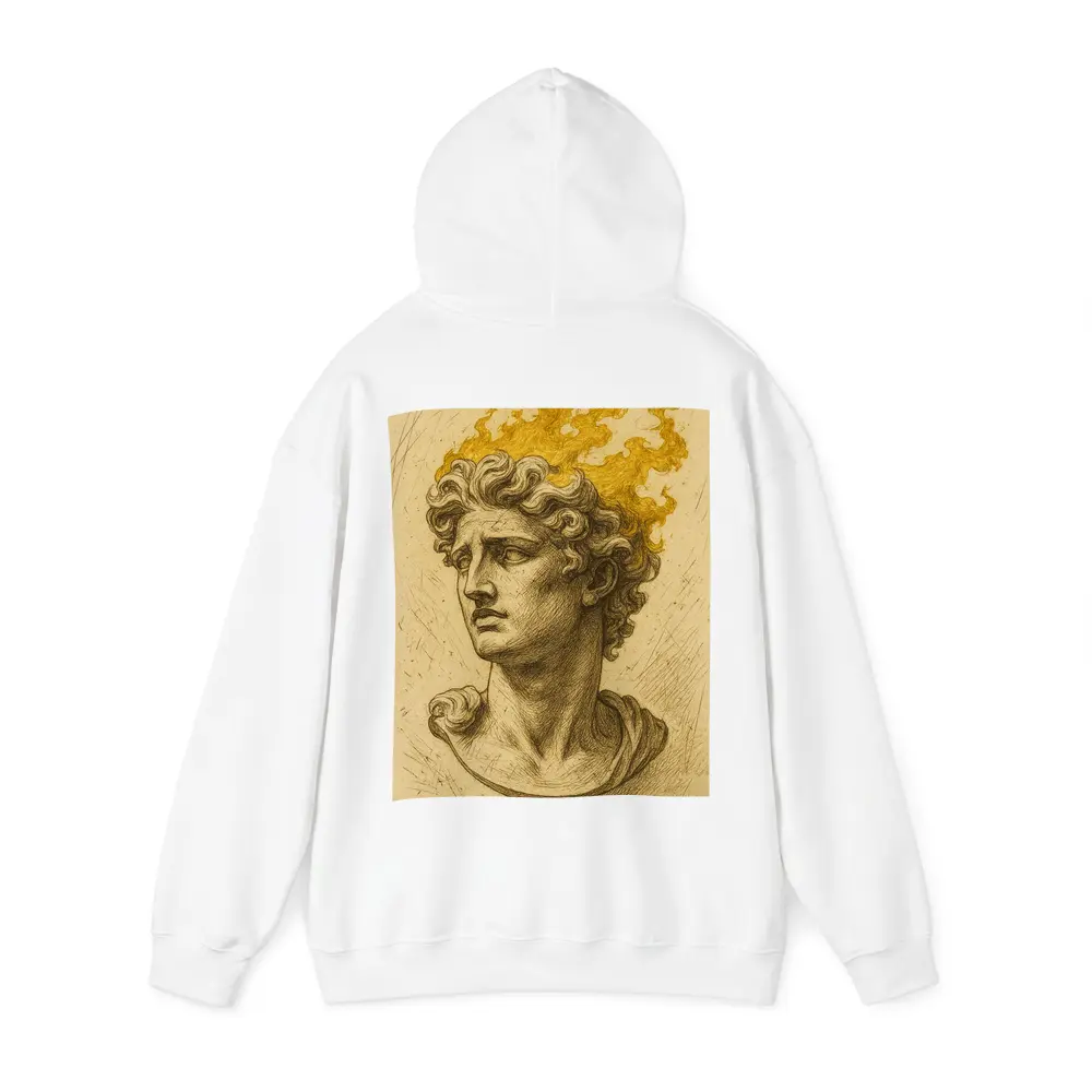 Greek Sculpture Bust With Golden Flames – Hoodies