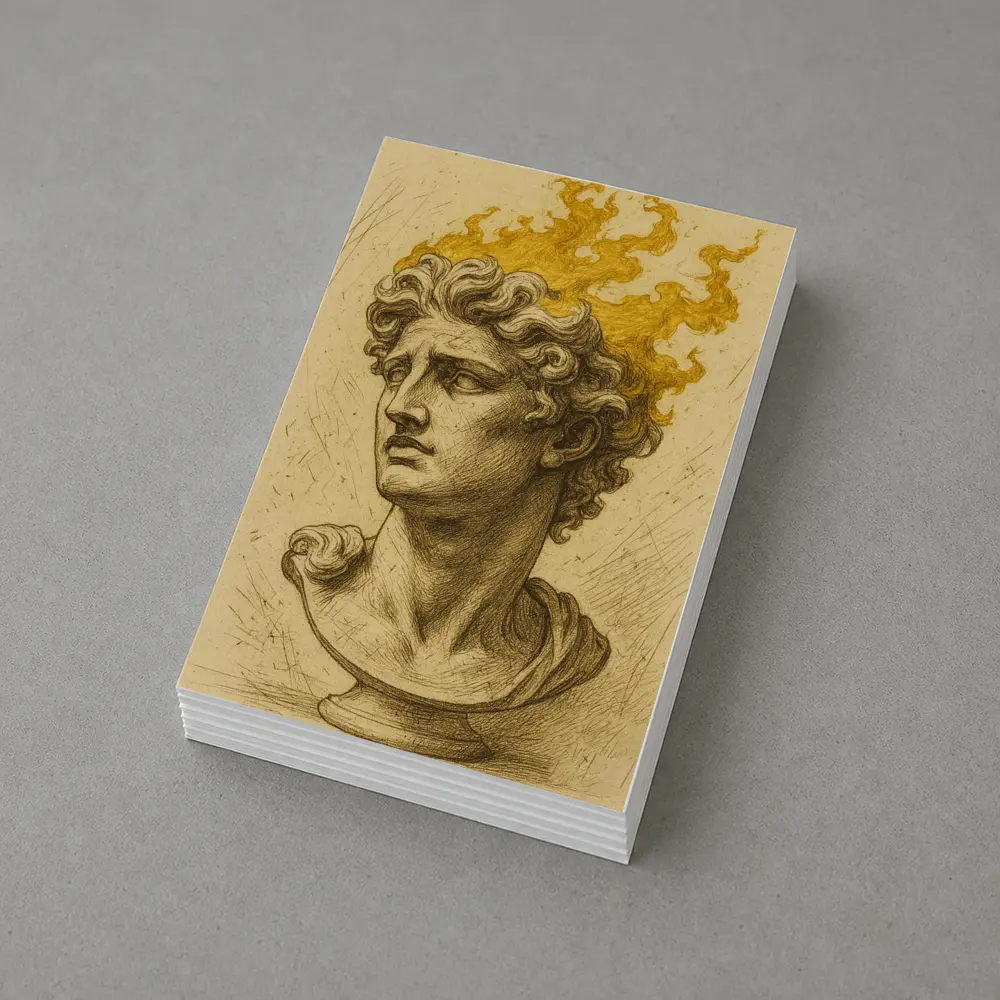 Greek Sculpture Bust With Golden Flames – Postcards
