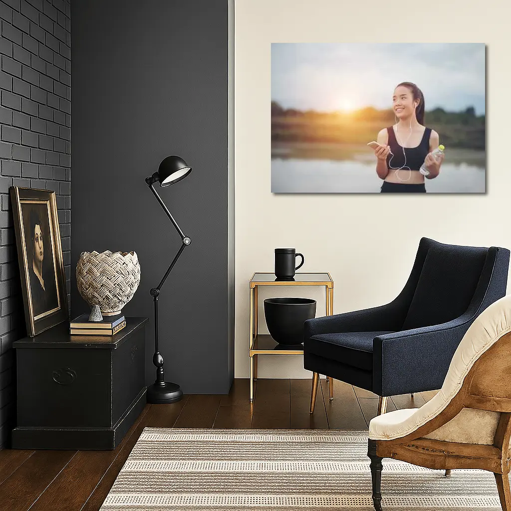 Fit Woman Running Outdoors at Sunset – Wall Art