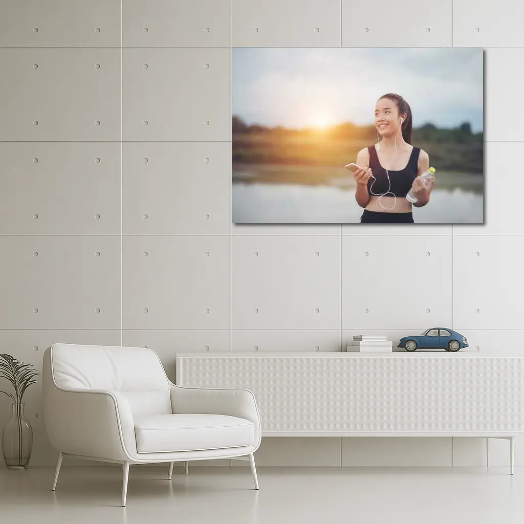 Fit Woman Running Outdoors at Sunset – Wall Art