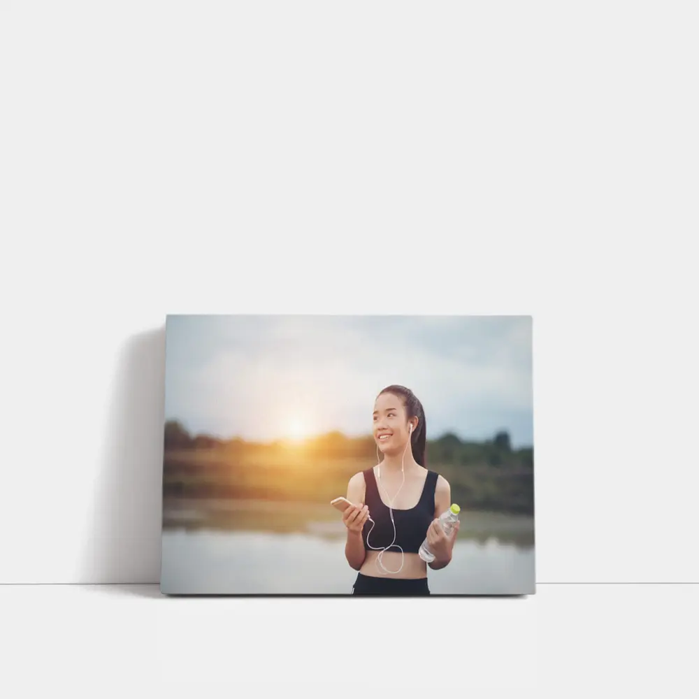 Fit Woman Running Outdoors at Sunset – Wall Art