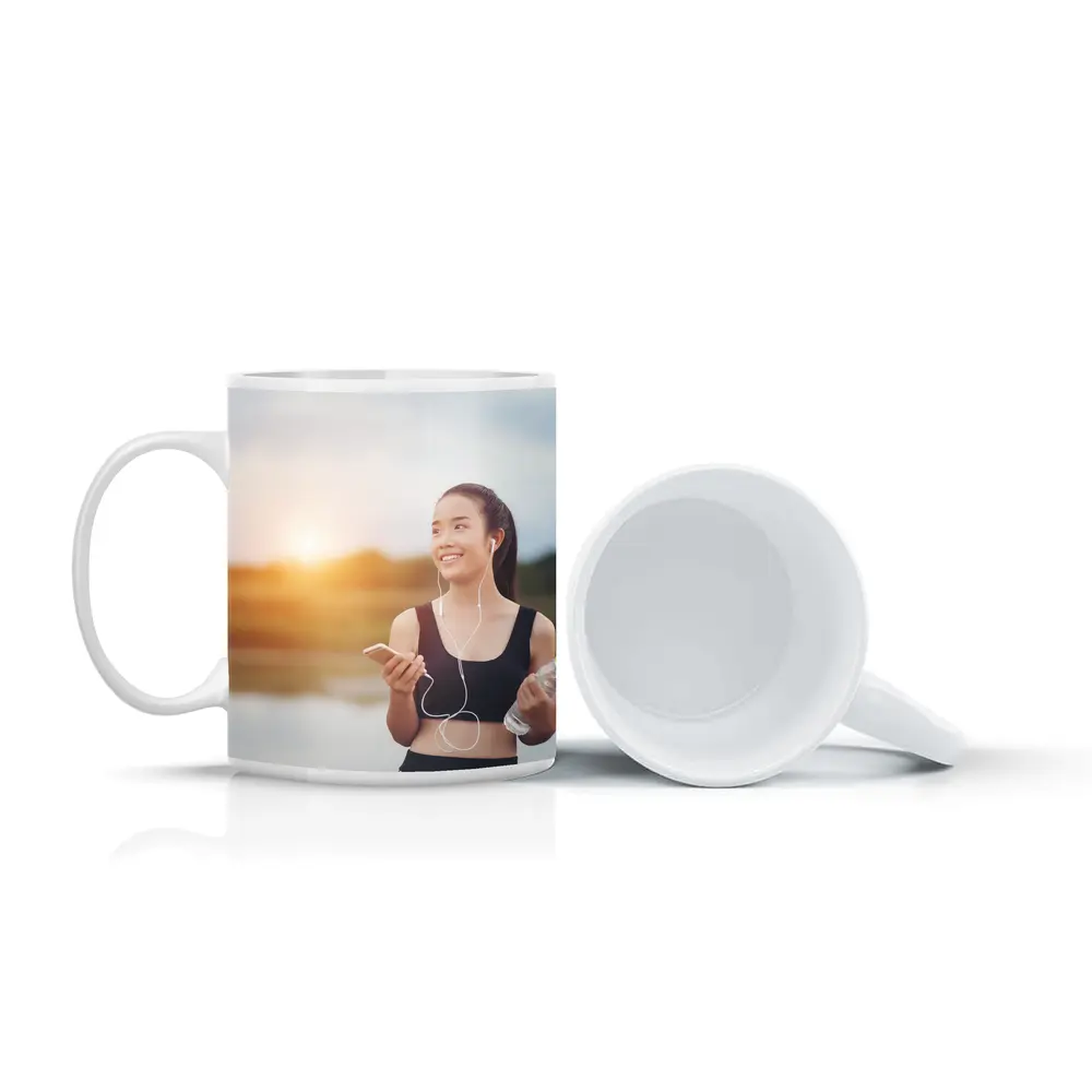 Fit Woman Running Outdoors at Sunset – Mugs
