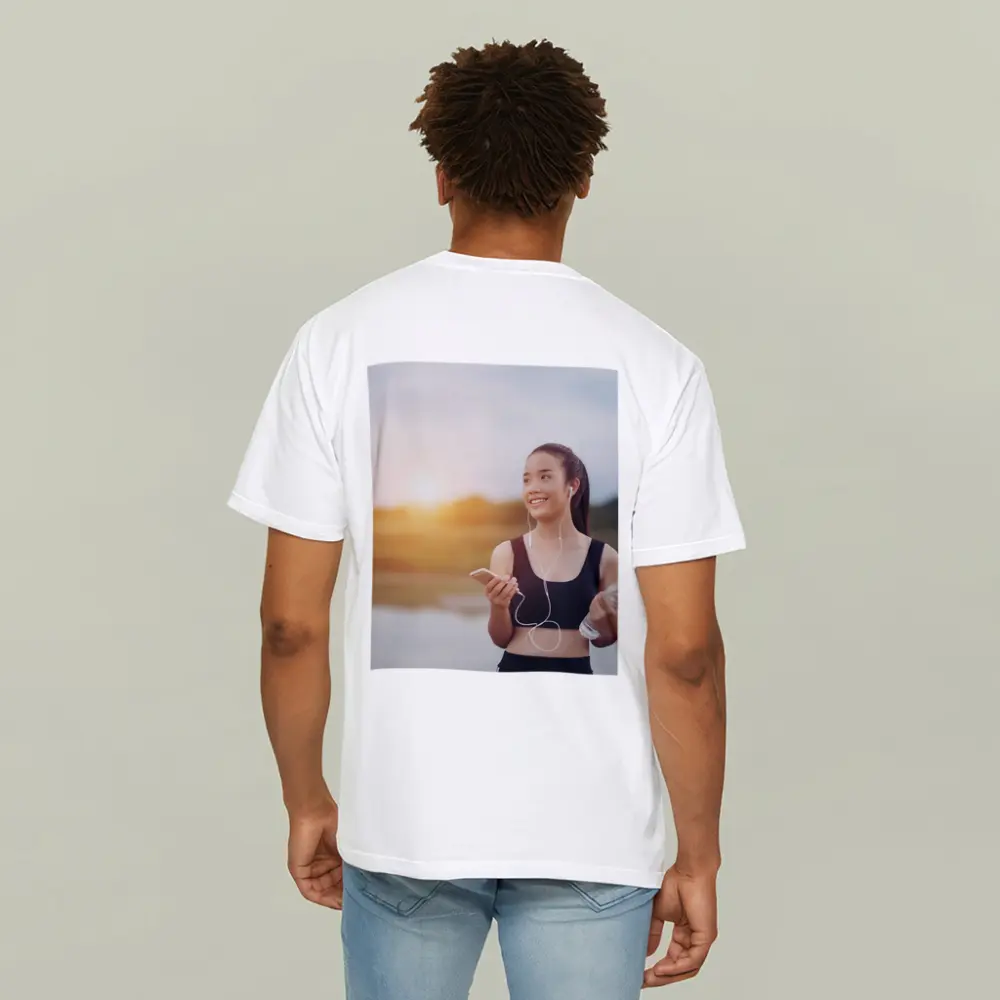 Fit Woman Running Outdoors at Sunset – T-Shirts