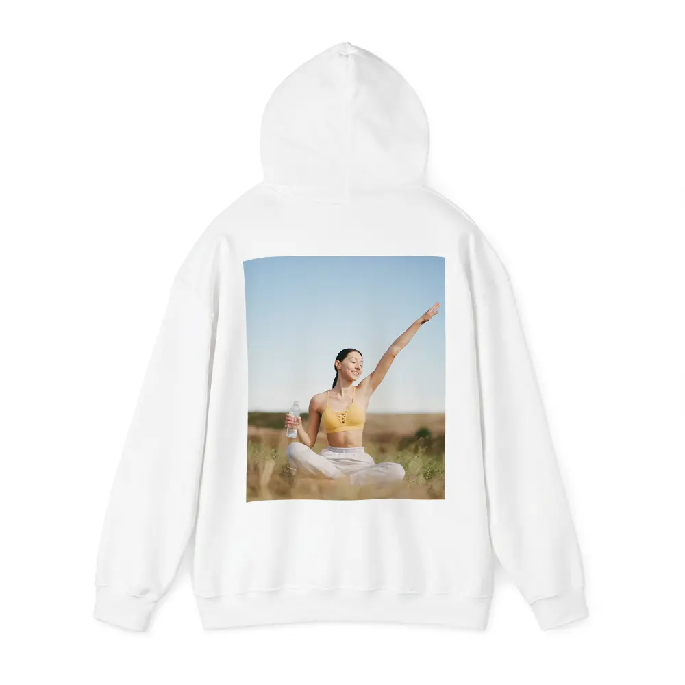 Woman Practicing Yoga Outdoors Sunny Field – Hoodies
