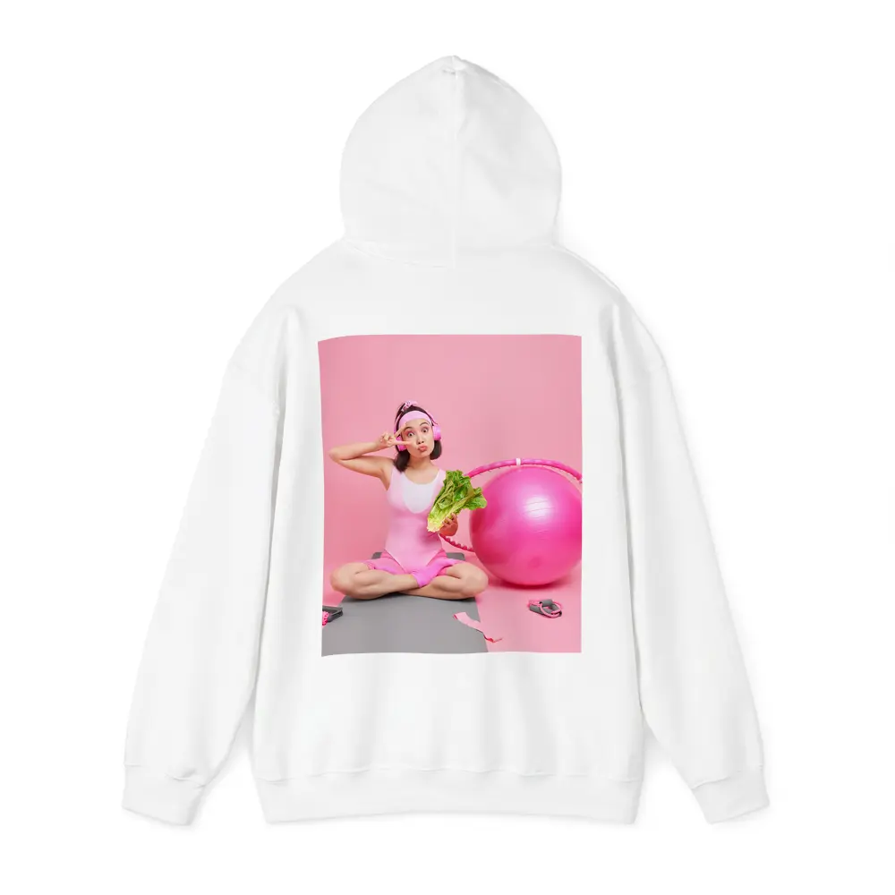 Fitness Girl Sitting With Exercise Ball Pink – Hoodies