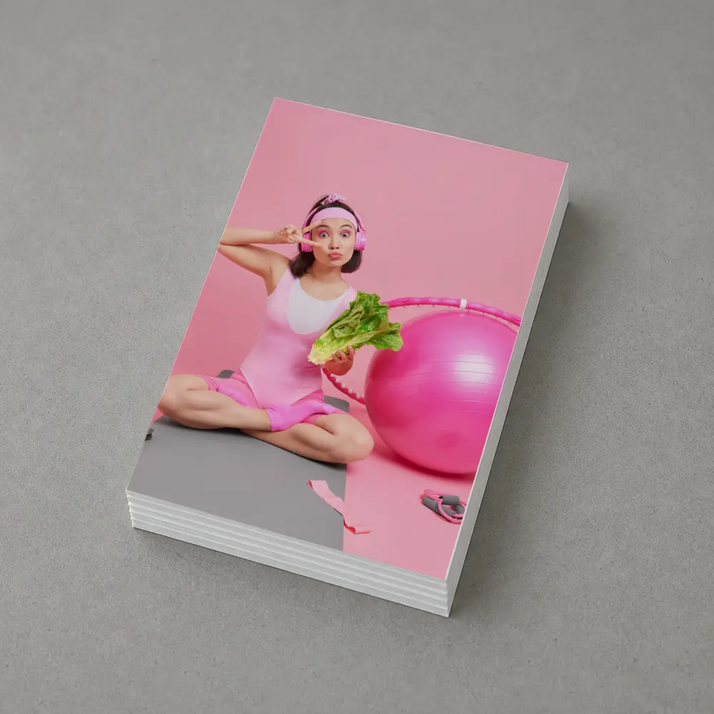 Fitness Girl Sitting With Exercise Ball Pink – Postcards