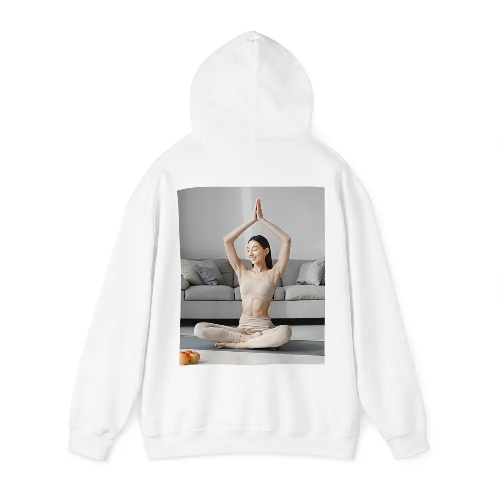 Woman Practicing Yoga Pose Bright Living Room – Hoodies