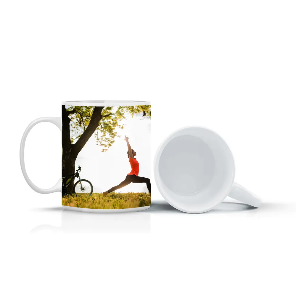 Woman Yoga Pose Outdoor Tree Sunrise – Mugs