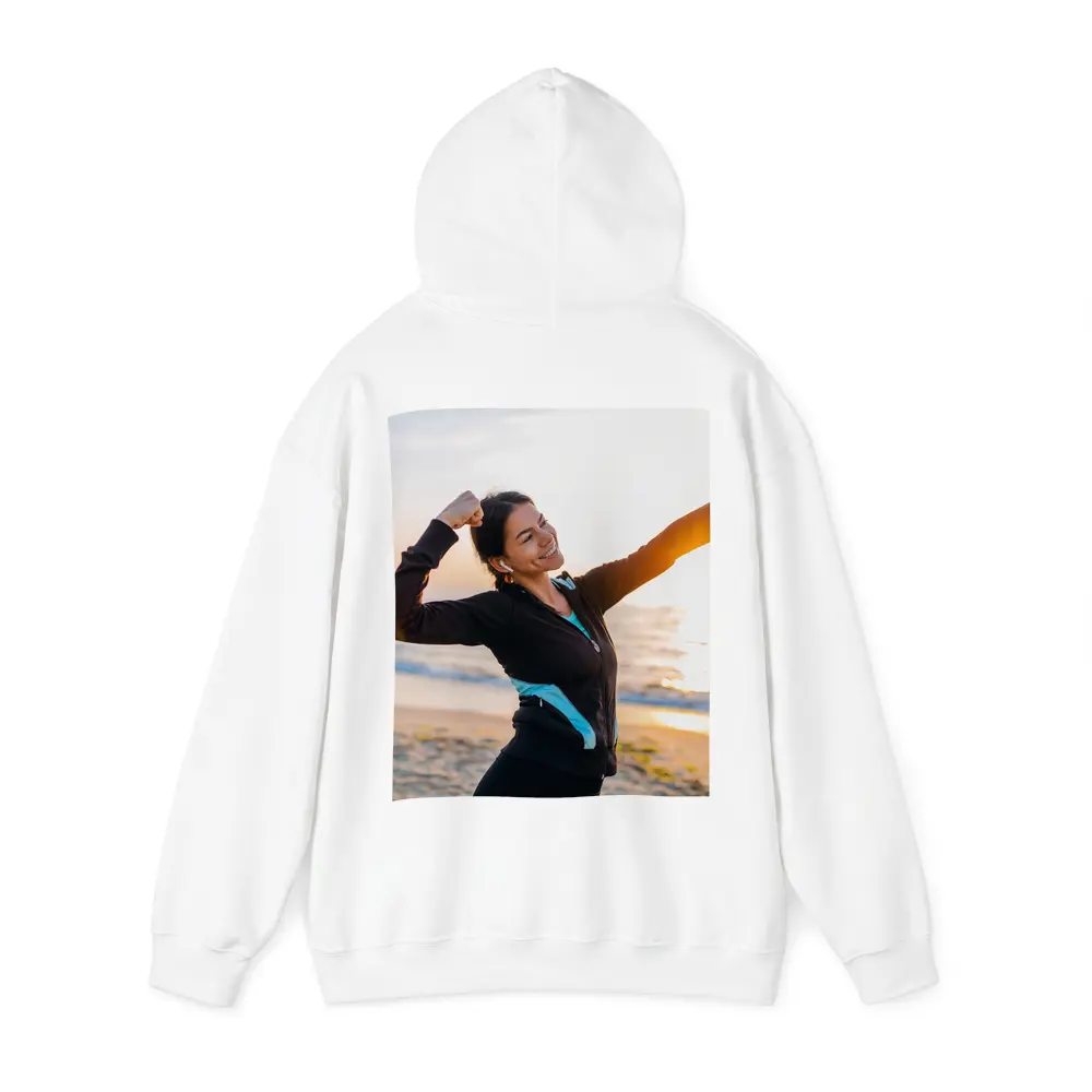 Woman Celebrating Victory at Sunrise Beach – Hoodies