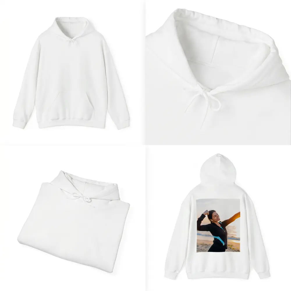 Woman Celebrating Victory at Sunrise Beach – Hoodies