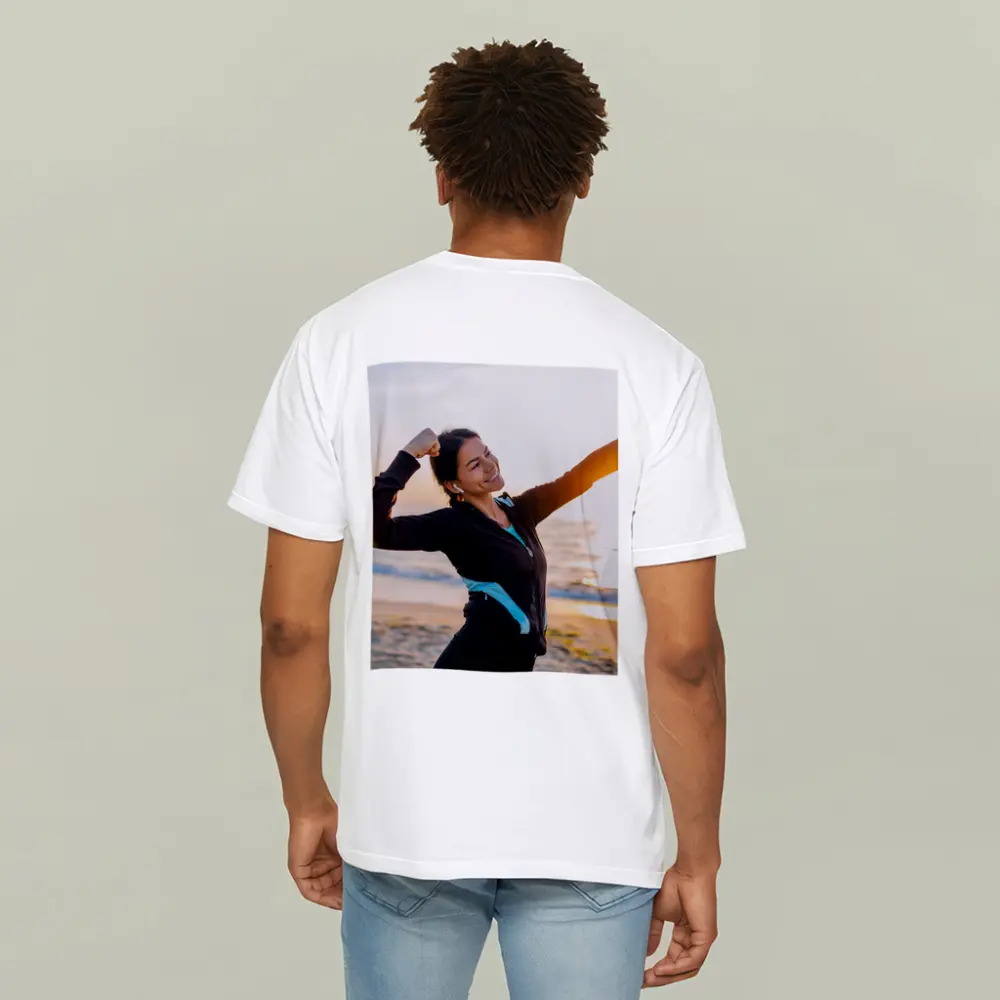 Woman Celebrating Victory at Sunrise Beach – T-Shirts