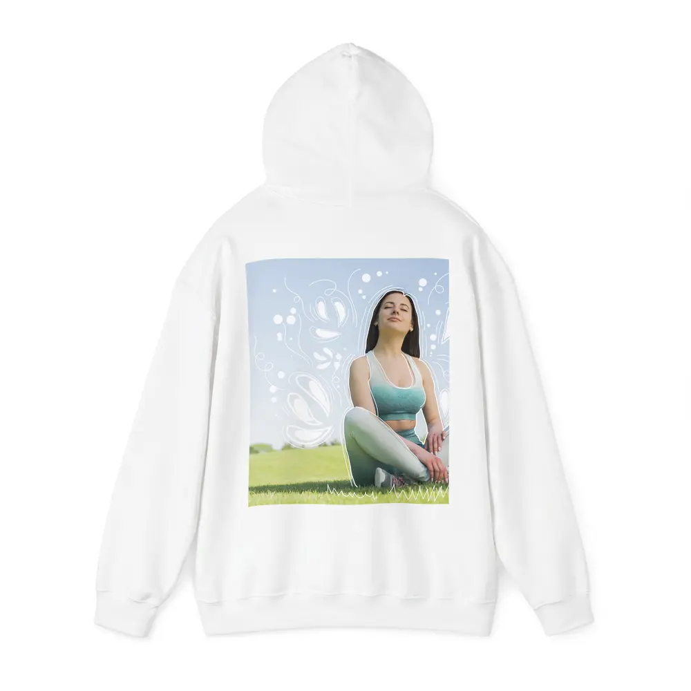 Woman Meditating Outdoors Park Floral Design – Hoodies