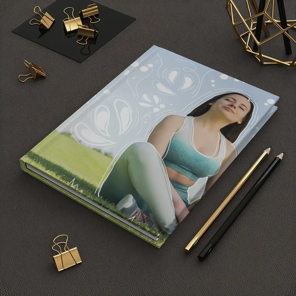 Woman Meditating Outdoors Park Floral Design – Notebooks