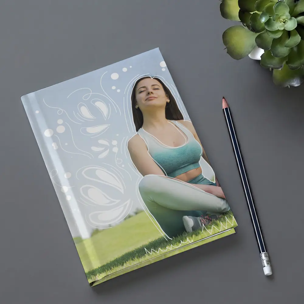 Woman Meditating Outdoors Park Floral Design – Notebooks