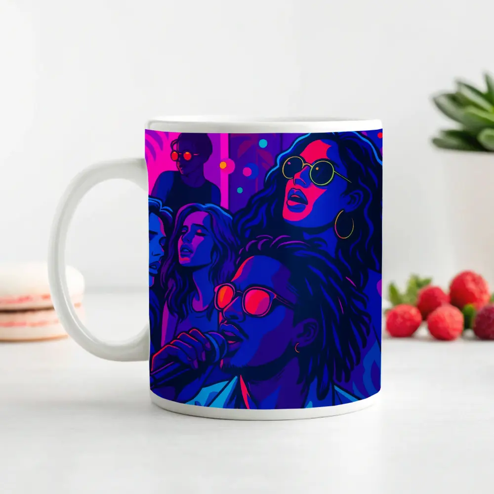 Neon Music Party Night Pop Art – Mugs