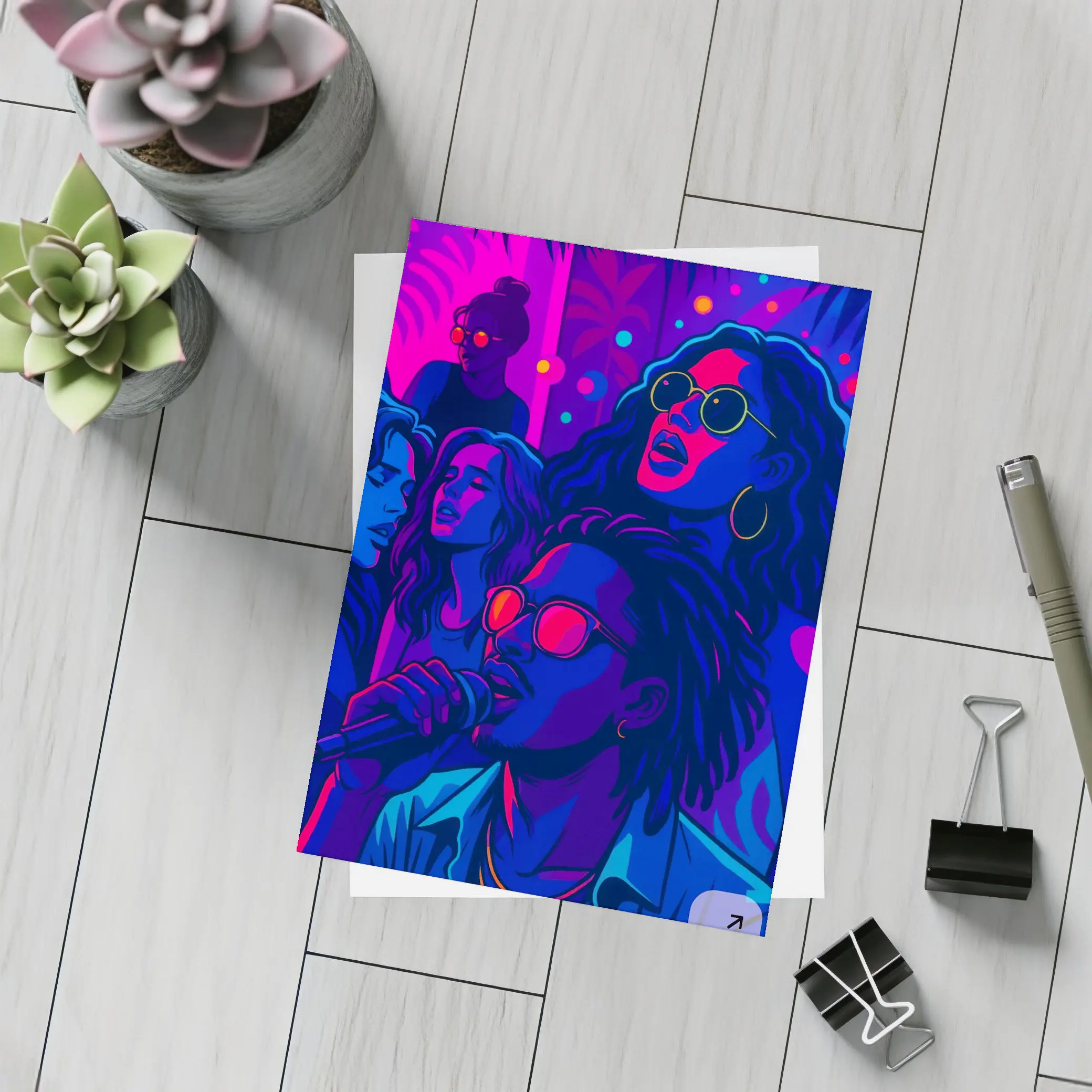 Neon Music Party Night Pop Art – Postcards