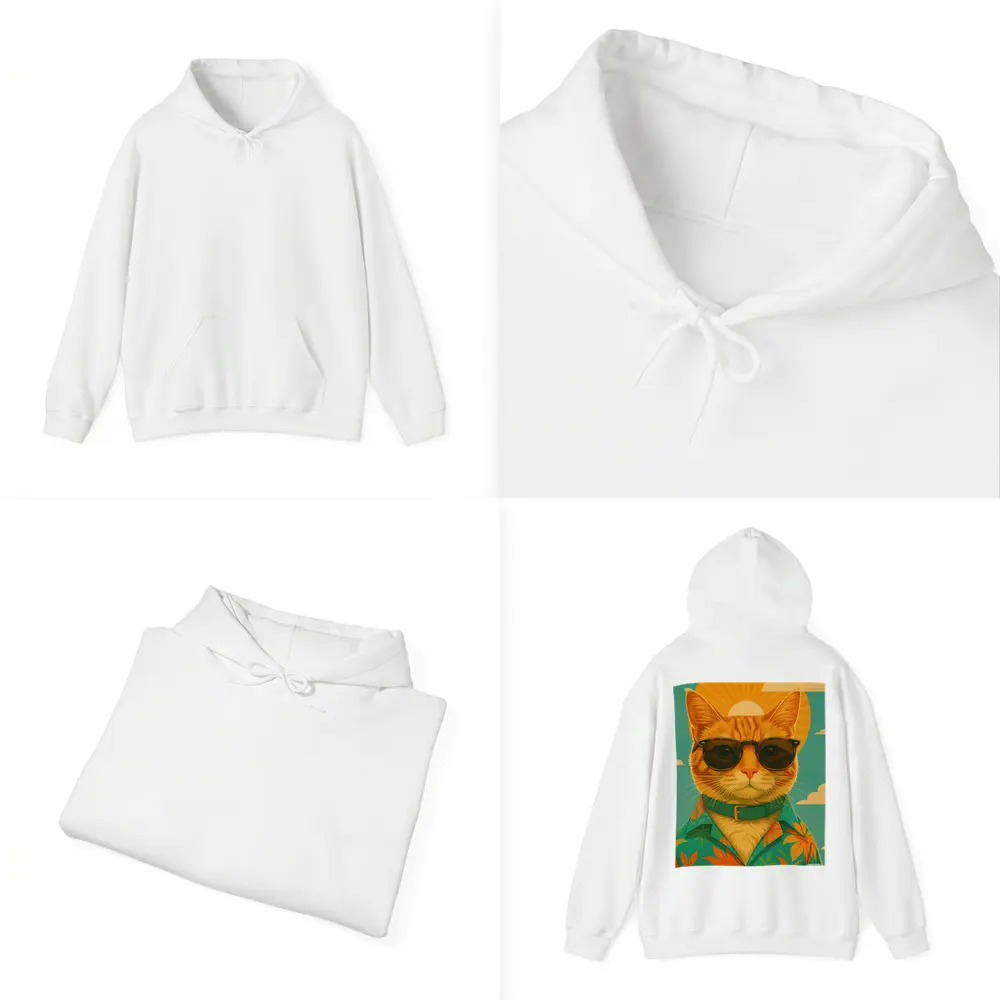 Cool Orange Cat Sunglasses Retro Summer Art – Hoodies