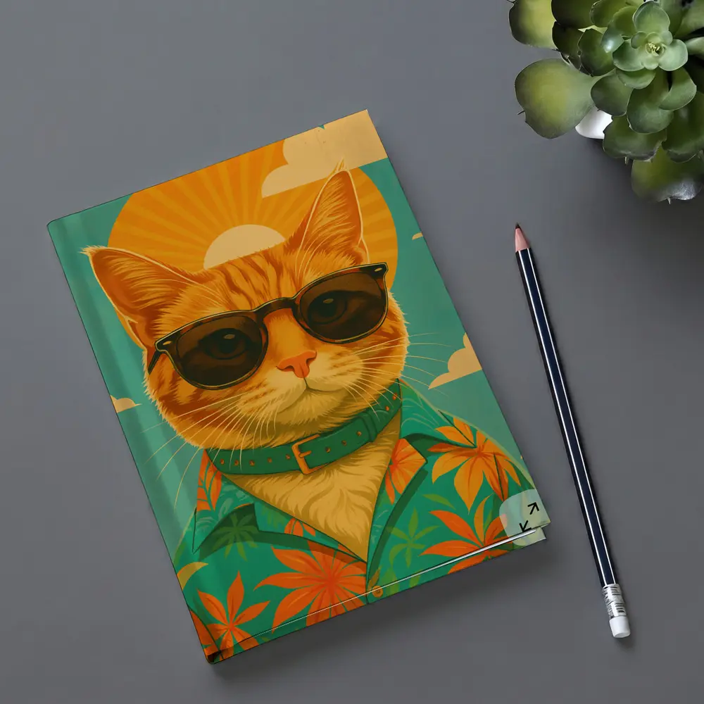 Cool Orange Cat Sunglasses Retro Summer Art – Notebooks