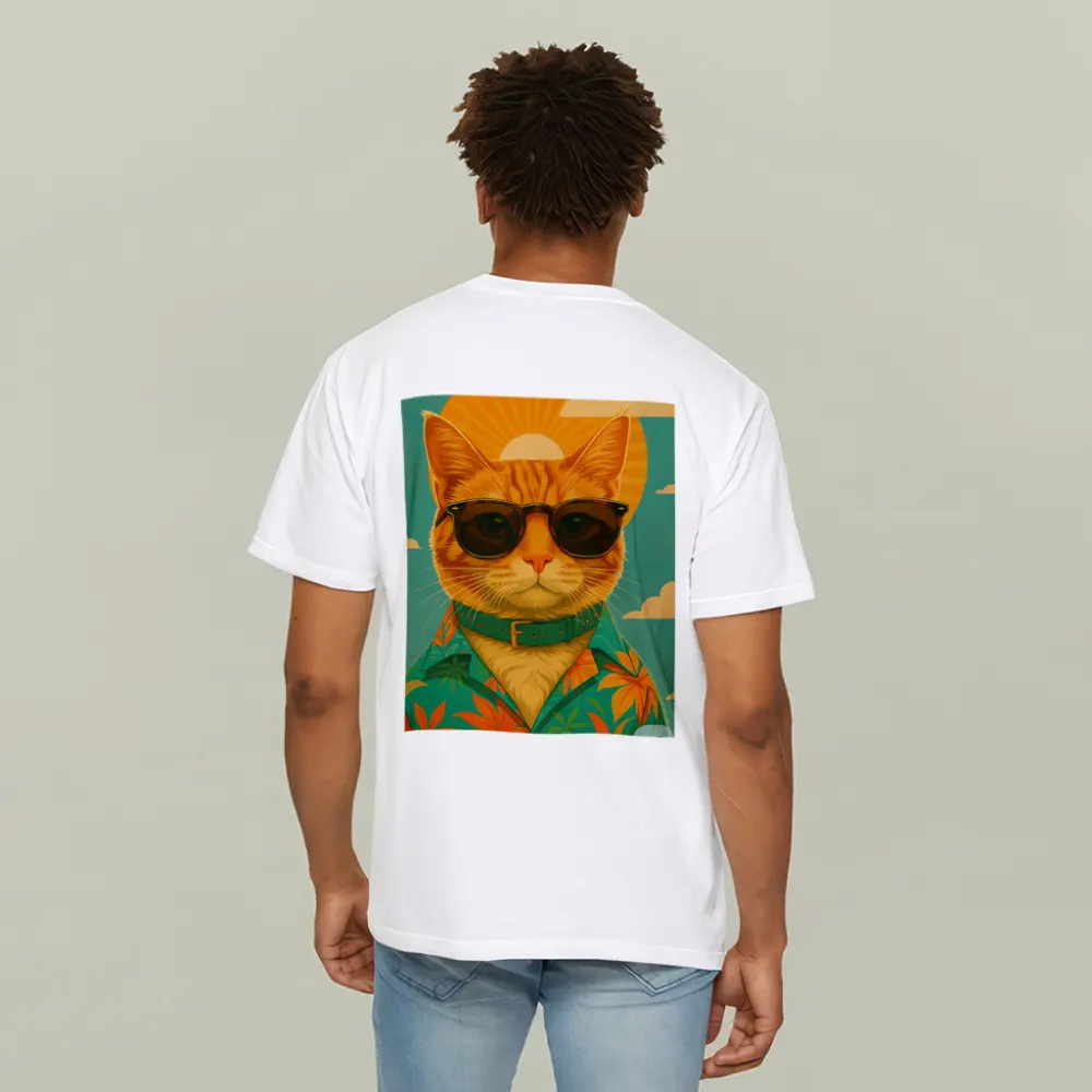Cool Orange Cat Sunglasses Retro Summer Art – T-Shirts
