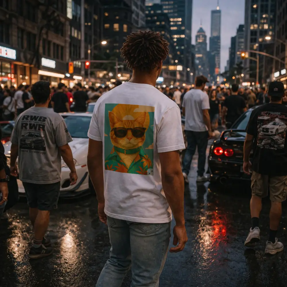 Cool Orange Cat Sunglasses Retro Summer Art – T-Shirts