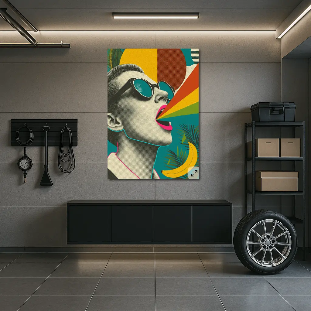 Retro Pop Art Woman Sunglasses Rainbow – Wall Art