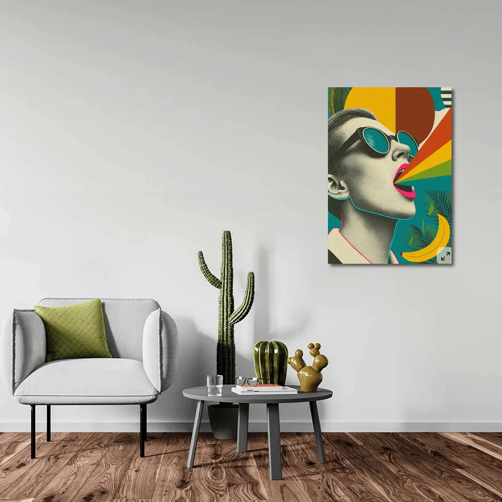 Retro Pop Art Woman Sunglasses Rainbow – Wall Art