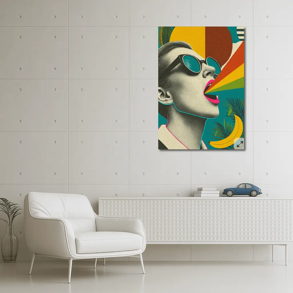 Retro Pop Art Woman Sunglasses Rainbow – Wall Art