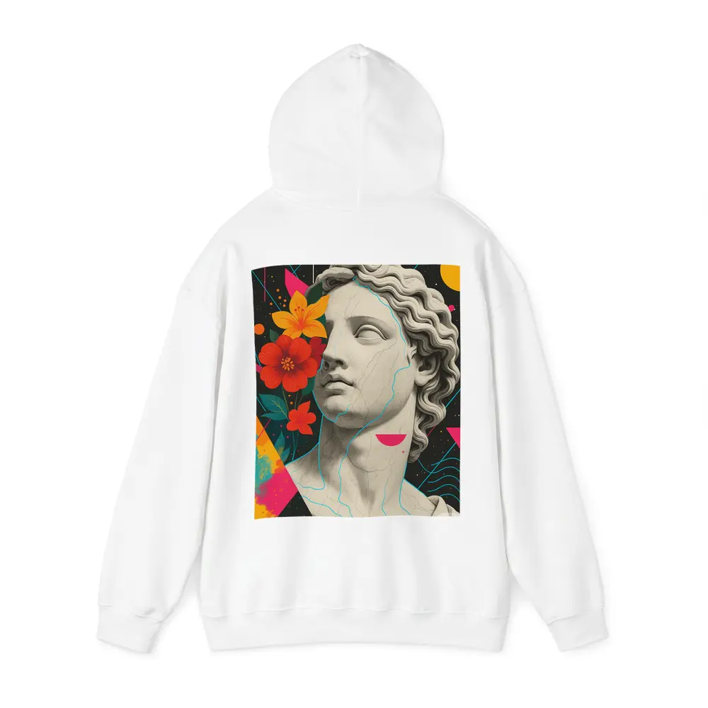 Greek Statue Pop Art Colorful Floral Background – Hoodies
