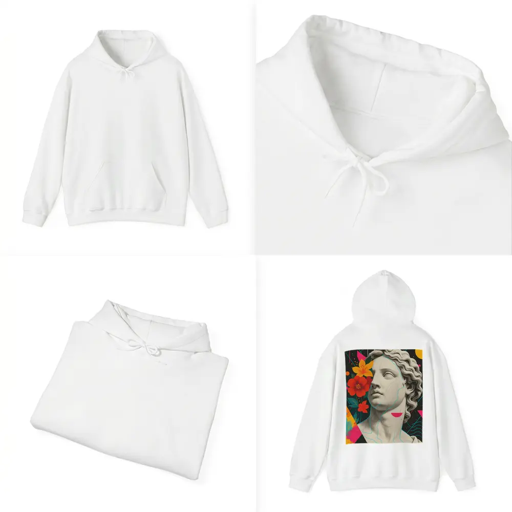 Greek Statue Pop Art Colorful Floral Background – Hoodies