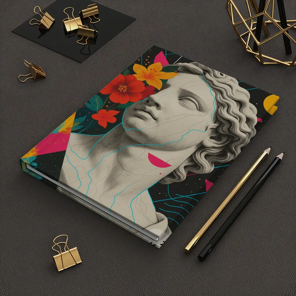 Greek Statue Pop Art Colorful Floral Background – Notebooks
