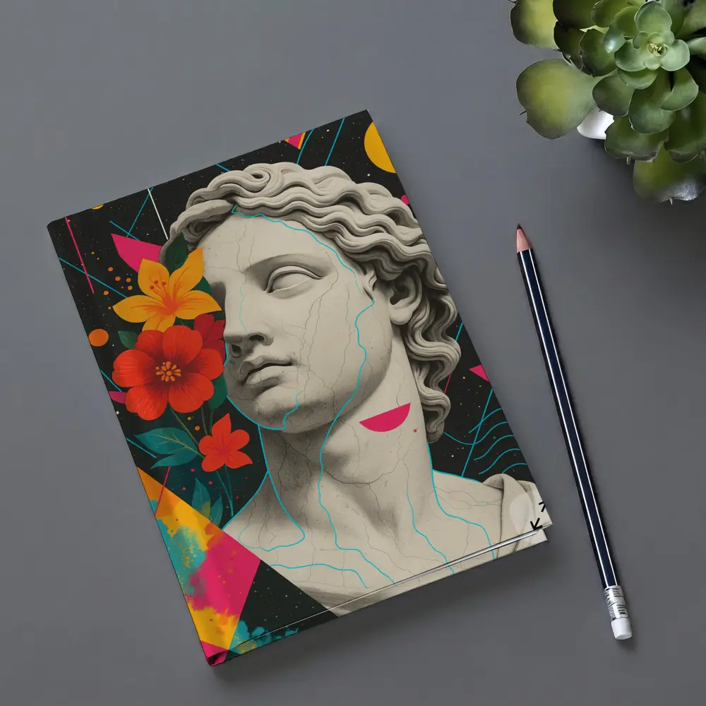 Greek Statue Pop Art Colorful Floral Background – Notebooks