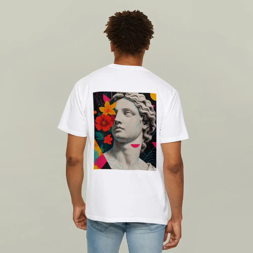 Greek Statue Pop Art Colorful Floral Background – T-Shirts
