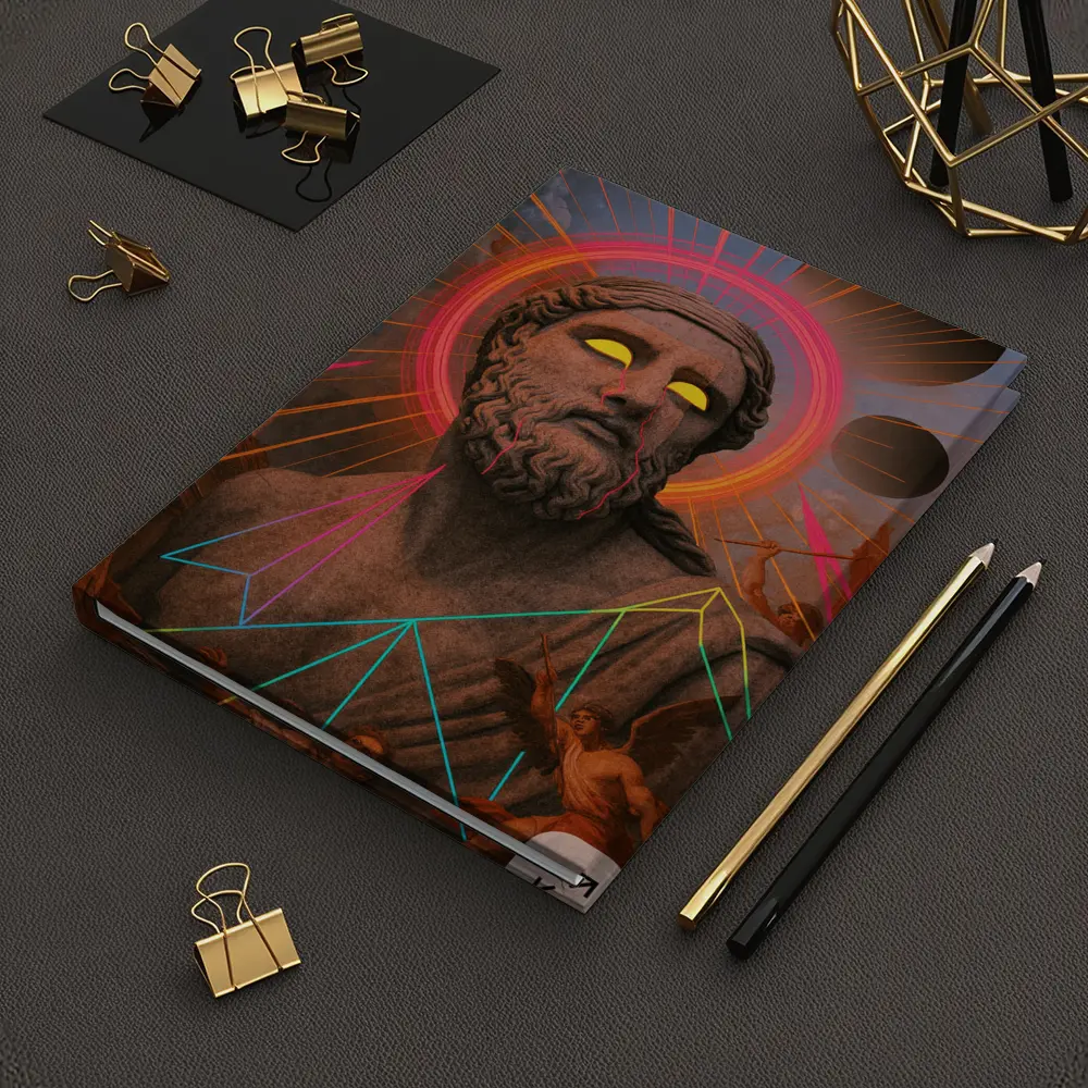 Neon Greek God Statue Surreal Collage Art – Notebooks