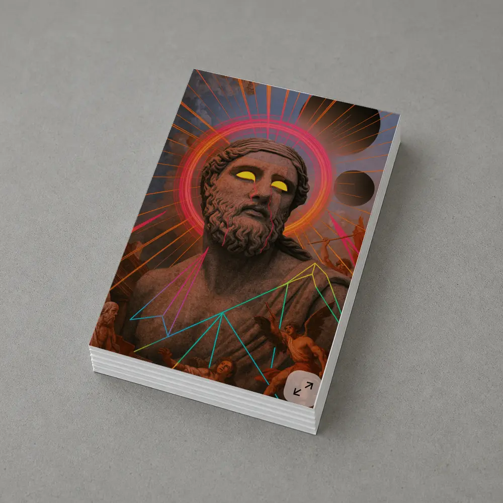 Neon Greek God Statue Surreal Collage Art – Postcards