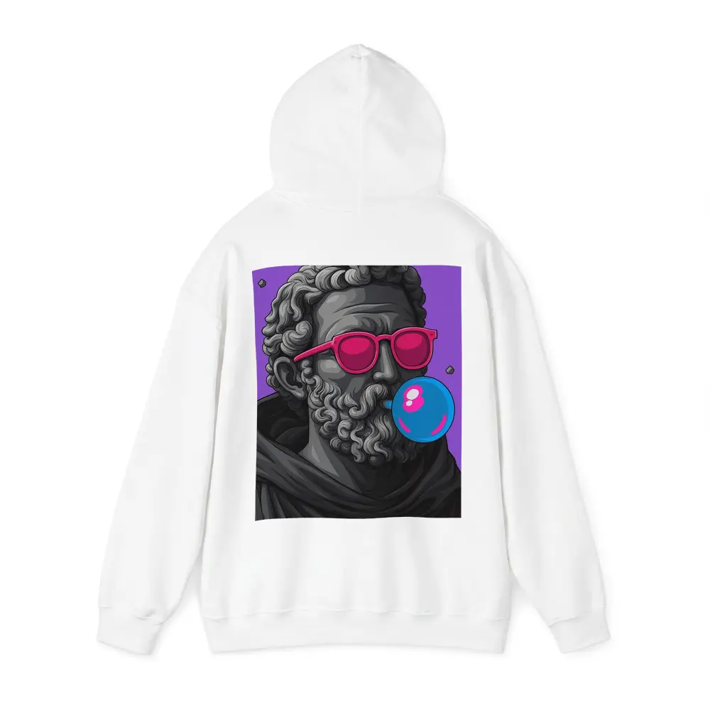 Greek Statue Sunglasses Bubble Gum Purple Background – Hoodies