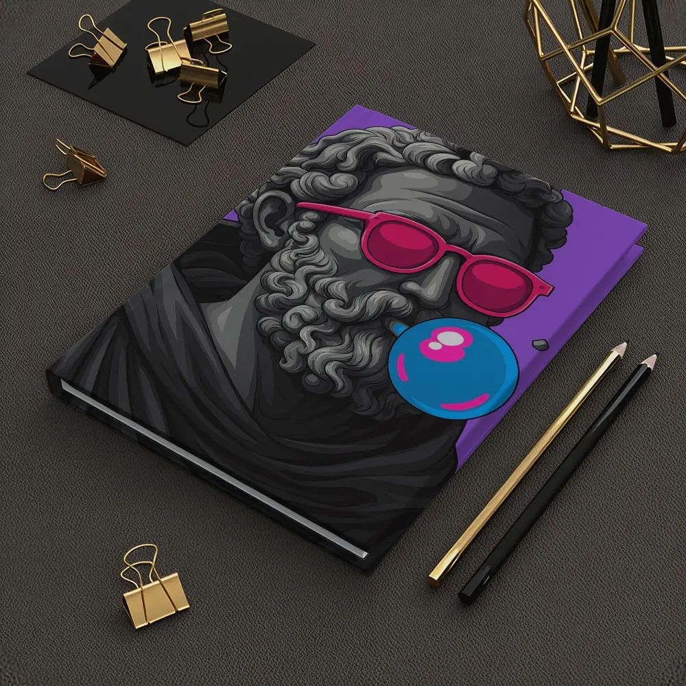Greek Statue Sunglasses Bubble Gum Purple Background – Notebooks